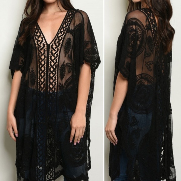 #73 LACE & CROCHET TUNIC TOP/ COVER UP - Picture 7 of 7